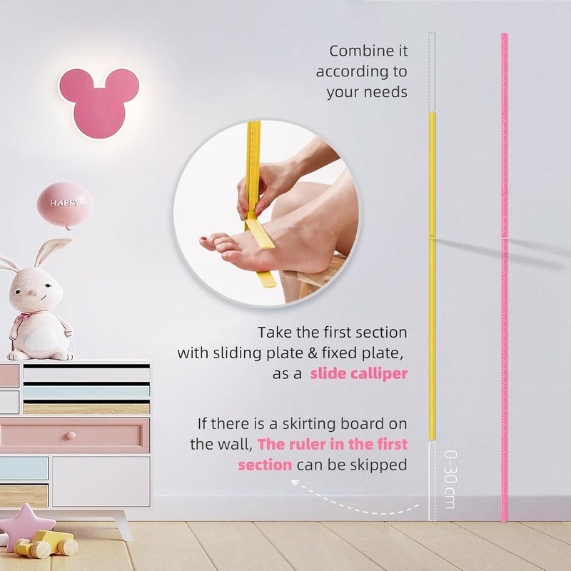 SNOPARD Store Growth Chart, Baby Height Chart,Spliced Height Ruler, Kids Height Measurement for Wall Sticker, Sliding Measuring Ruler for Nursery School Clinic with High Precision,79 inch (White) - Image 5